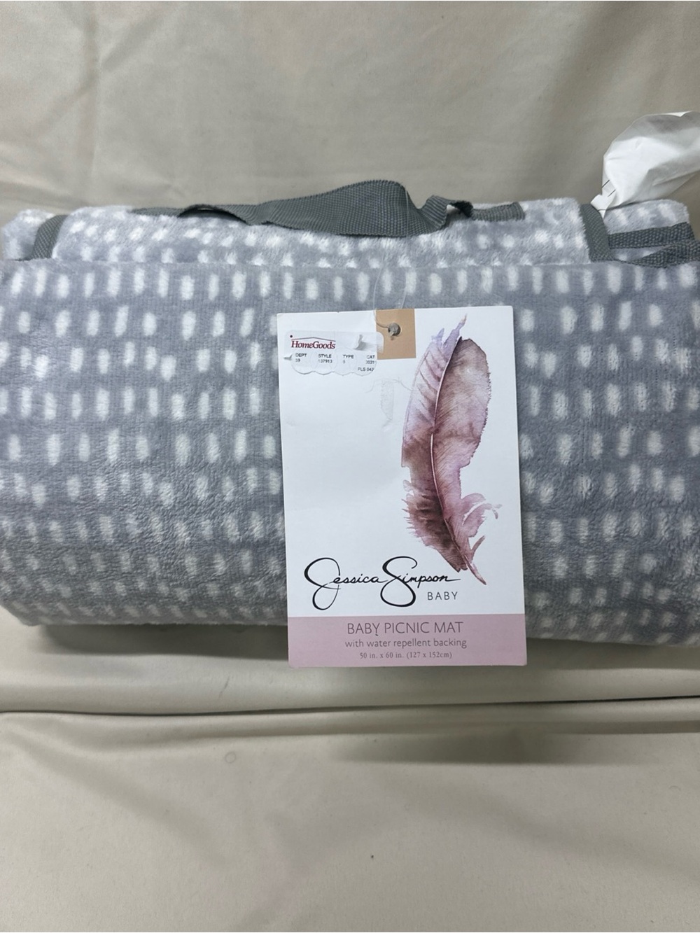 Jessica Simpson Gray and White Dot Baby Picnic Mat